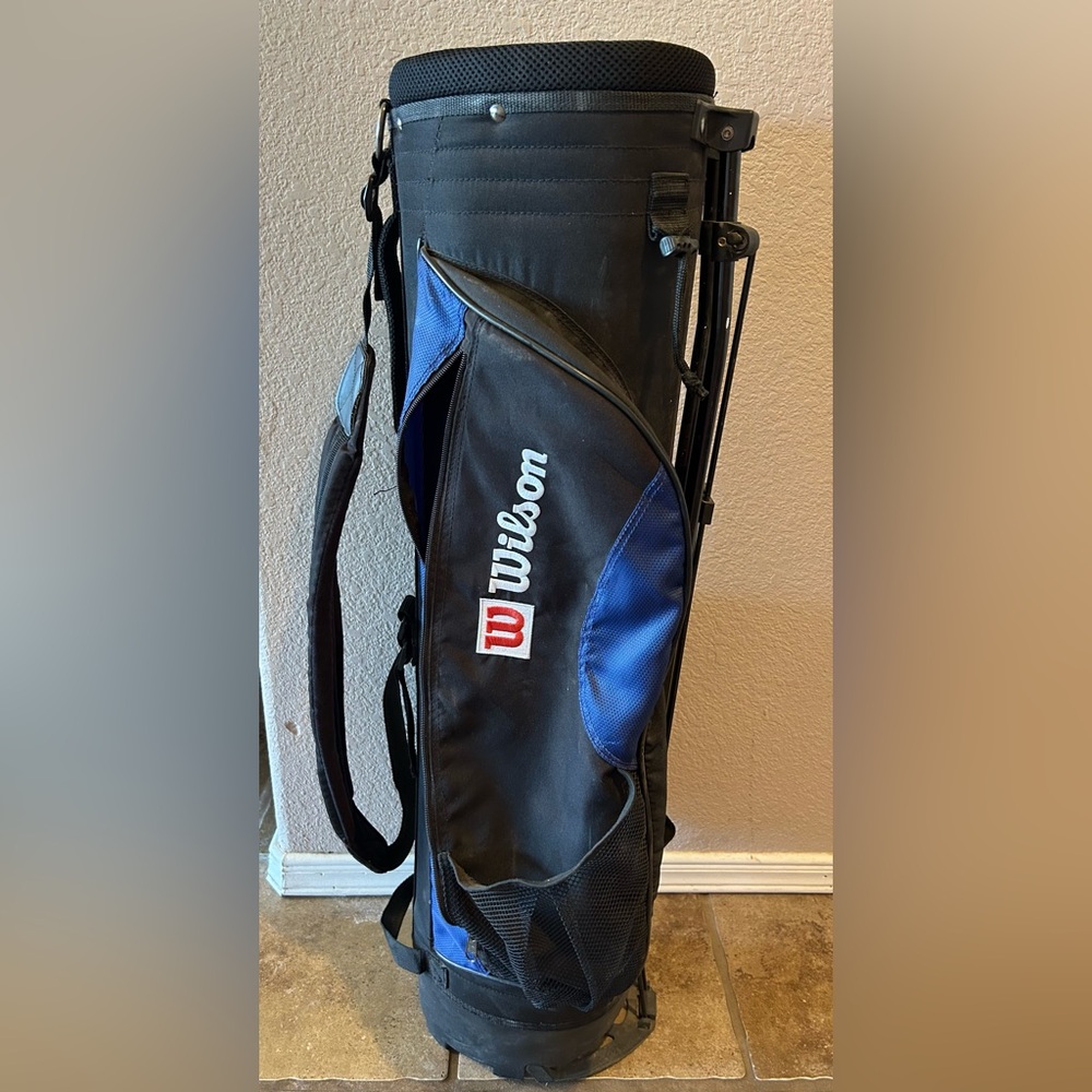Wilson Vintage Blue Golf Bag 5 Way Divider Shoulder Strap And Stand